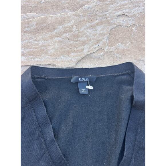 Boss Hugo Boss Womens Button Fornt V Neck Cardigan Sweater Black Size Large - Picture 2 of 5